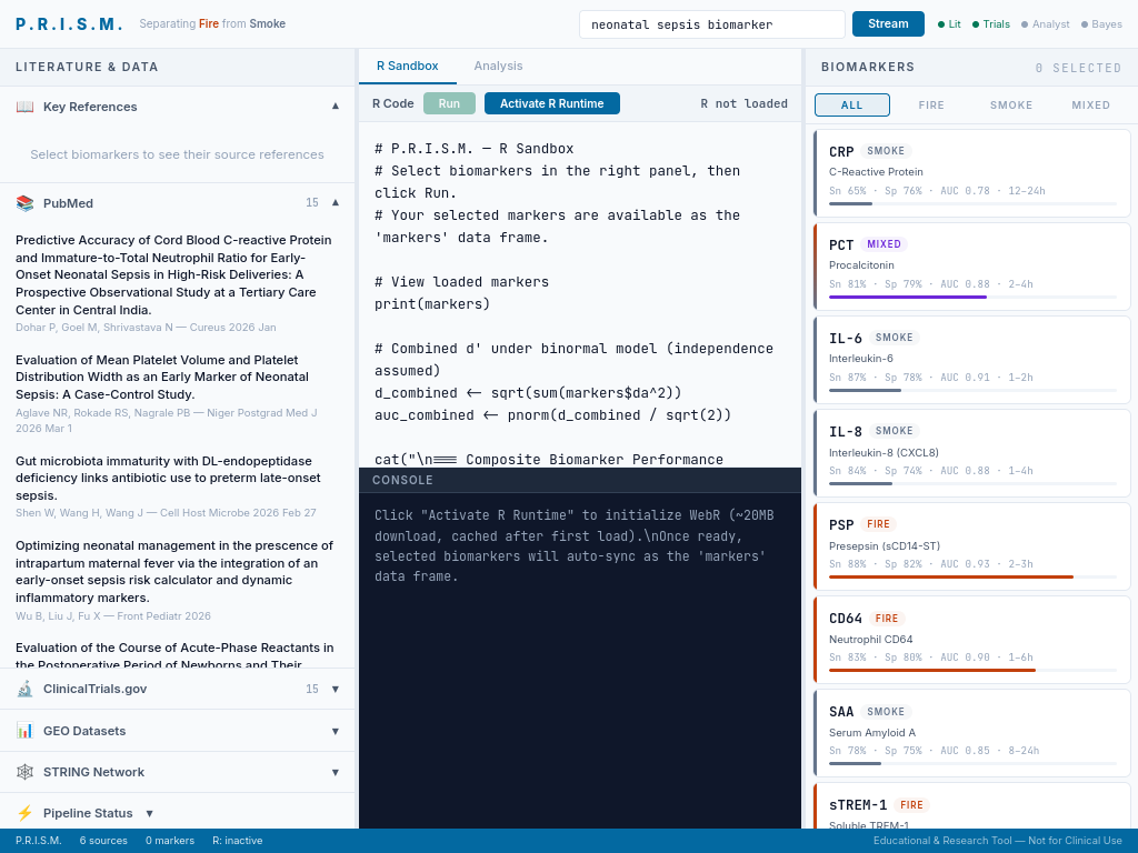 PRISM — literature and API data integration panel